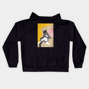 Tuxedo Cat Chilling on a Sofa Kids Hoodie